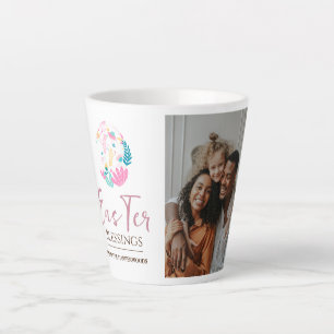 Taza De Café Latte Elegante foto de la familia Eggs de Pascua