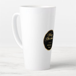 Taza De Café Latte Elegante guión de Navidades modernos en negro y or