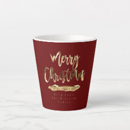 Taza De Café Latte Elegante guión Feliz Navidad y Feliz Año Nuevo