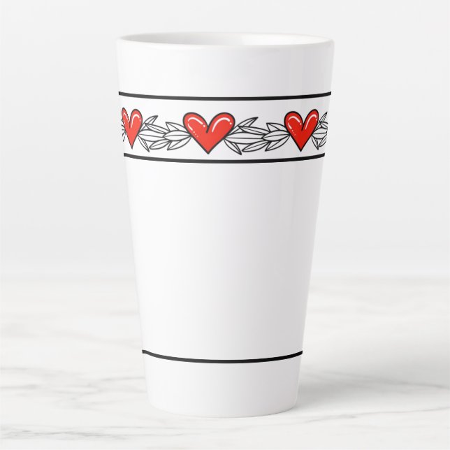 Taza De Café Latte Elegante Heart Design Latte Mug (Anverso)