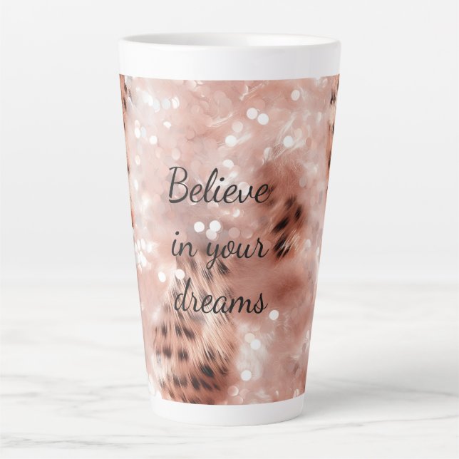 Taza De Café Latte Elegante Leopardo de oro rosa de Girona Glitz (Anverso)