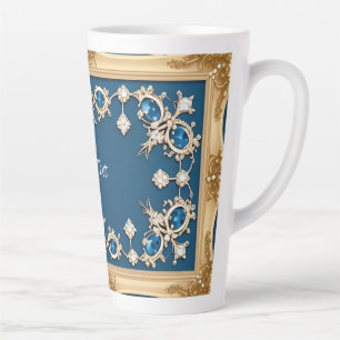 Taza De Café Latte Elegante marco de oro adornado con piedras precios