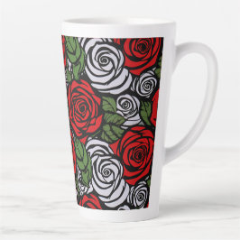 Taza De Café Latte Elegante Moda Clásica Floral De Moda Rosa Elegante