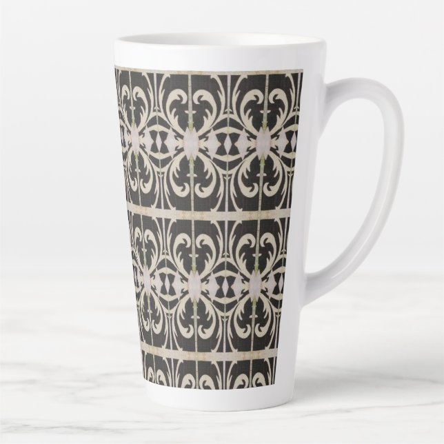 Taza De Café Latte Elegante negro y blanco (Derecha)