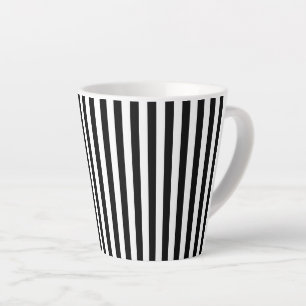 Taza De Café Latte Elegante Negro Y Blanco Descartado