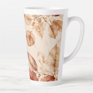 Taza De Café Latte Elegante patrón botánico de hojas de otoño en cobr