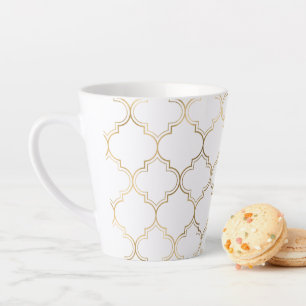 Taza De Café Latte Elegante patrón de arte geométrico islámico en oro