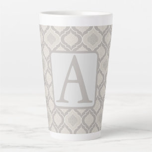 Taza De Café Latte Elegante patrón marroquí de enrejado en tonos neut