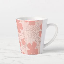 Taza De Café Latte Elegante peluca de latte rosa y melón floral