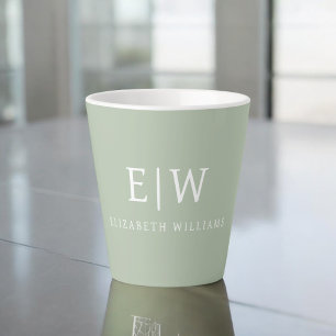 Taza De Café Latte Elegante Profesional Simple Monograma Minimalista