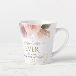 Taza De Café Latte Elegante Purpurina de Oro de la mejor abuela flora