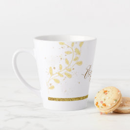 Taza De Café Latte Elegante Purpurina dorado Monograma Nombre