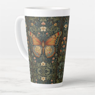 Taza De Café Latte Elegante retro boho mariposa vegetación botánica