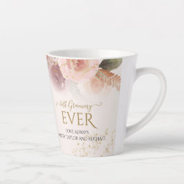 Taza De Café Latte Elegante Rubor Floral Mejor Estrellas de Oro Gramm