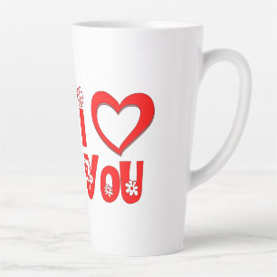 Taza De Café Latte Elegante Te Amo Cerámica   Rojo Minimalista 