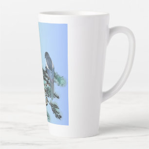 Taza De Café Latte Elegante Urraca Bonsái