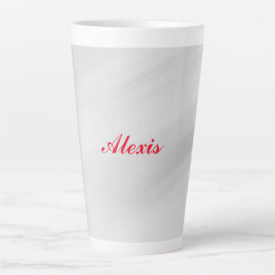 Taza De Café Latte Elegante y moderno Nombre Gris Rojo