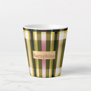 Taza De Café Latte Elegante y Moderno Verde y Rosa