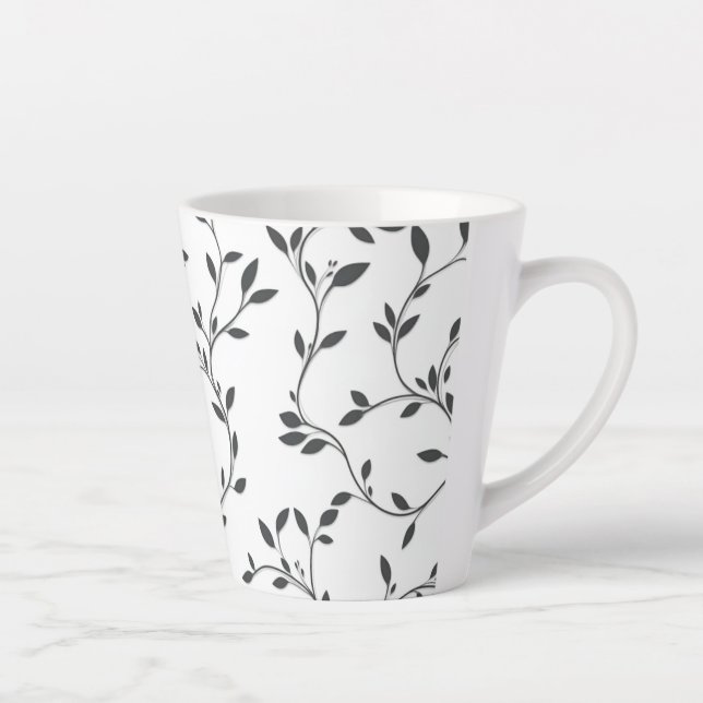 Taza De Café Latte Elegantes hojas de vino (Derecha)