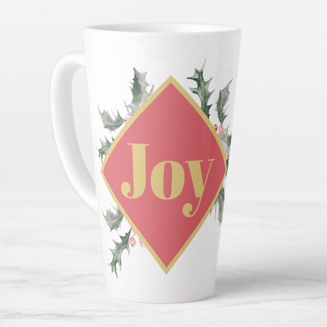 Taza De Café Latte Elegantes Navidades Botánicos de Acuarela (Ángulo izquierdo)