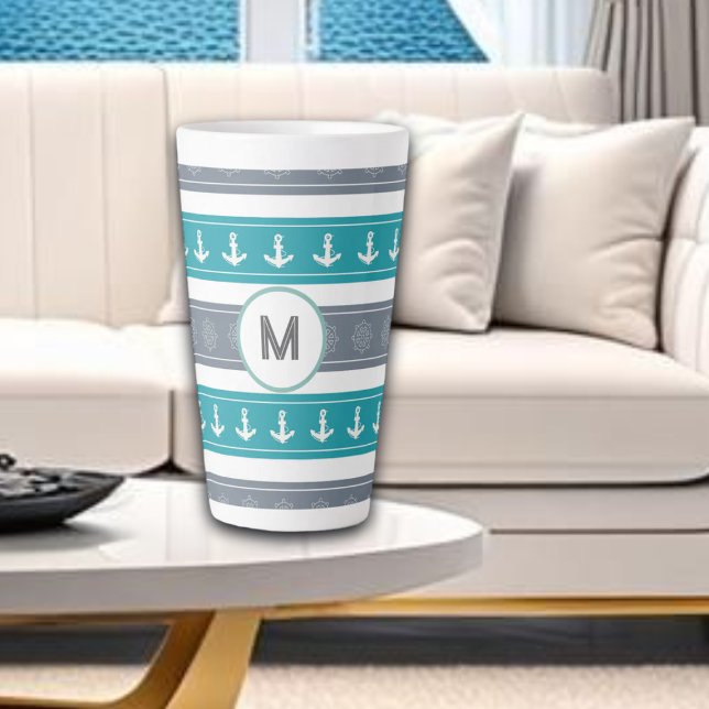 Taza De Café Latte Elementos del barco de patrón nautico (Subido por el creador)