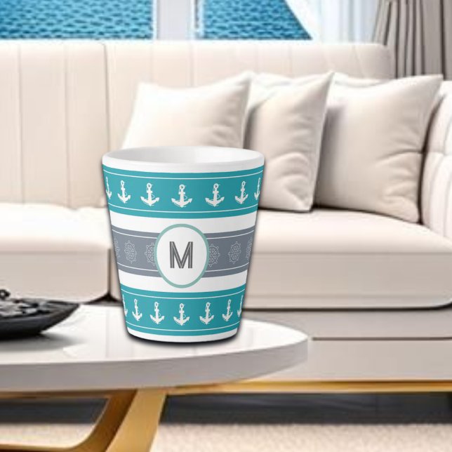 Taza De Café Latte Elementos del barco de patrón nautico (Subido por el creador)