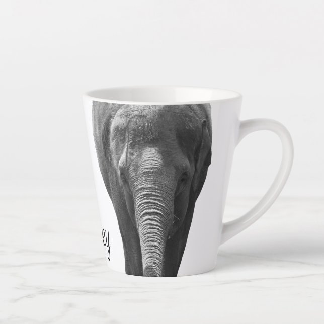 Taza De Café Latte Elephant Wildlife Art Nombre personalizado Animal (Derecha)