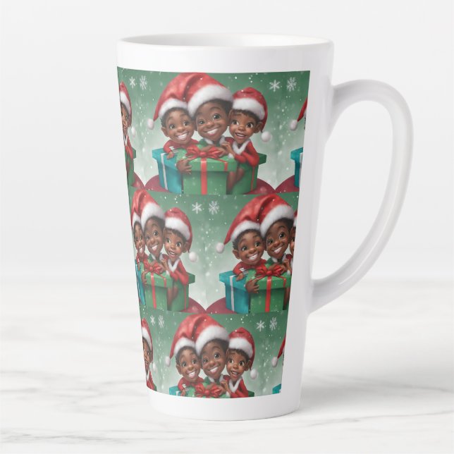 Taza De Café Latte Elf Navidades afroamericanos (Derecha)