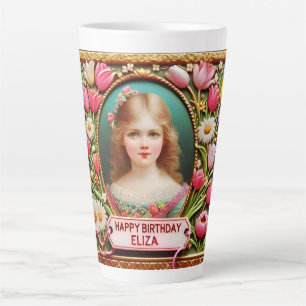 Taza De Café Latte ELIZA ~ chica ventilado ~ Cumpleaños feliz ~ Latte