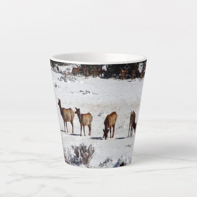 Taza De Café Latte Elk in Snow latte mug (Anverso)