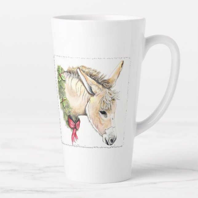 Taza De Café Latte Ella el burro de Navidad (Derecha)
