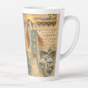 Taza De Café Latte Elsa Art Nouveau Lohengrin con cisnes