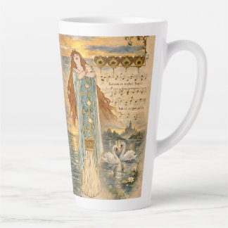 Taza De Café Latte Elsa Art Nouveau Lohengrin con cisnes
