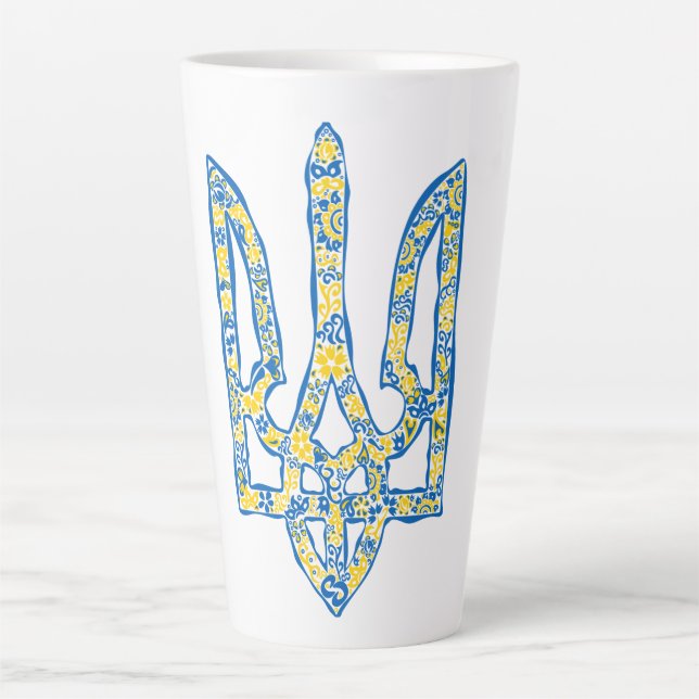Taza De Café Latte Emblema nacional ucraniano trident tryzub (Anverso)