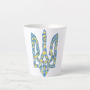 Taza De Café Latte Emblema nacional ucraniano trident tryzub
