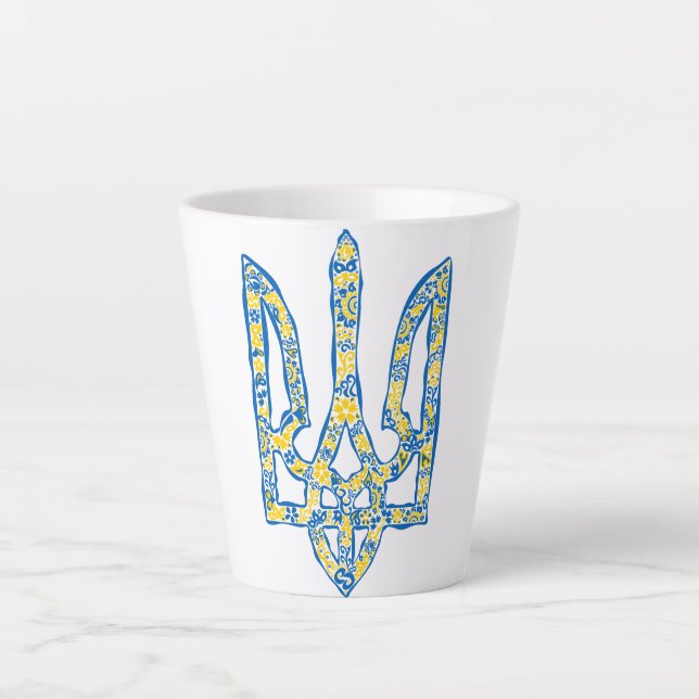 Taza De Café Latte Emblema nacional ucraniano trident tryzub (Anverso)