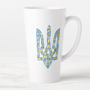 Taza De Café Latte Emblema nacional ucraniano trident tryzub