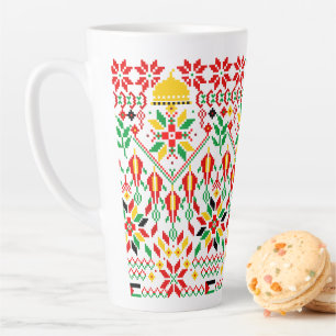 Taza De Café Latte Embrodería tradicional de Palestina Tatreez