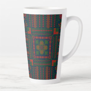 Taza De Café Latte Embroideric palestino Tatreez color verde rojo 5 P