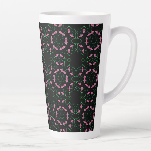 Taza De Café Latte Emerald and Pink Kaleidoscope (Derecha)