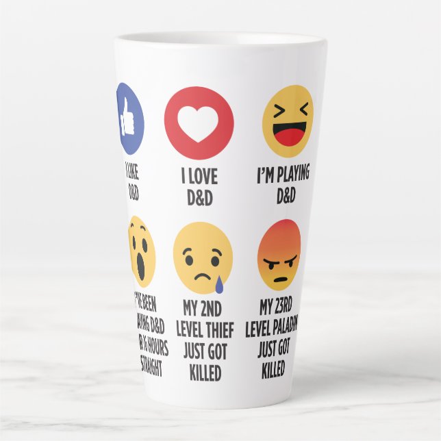 Taza De Café Latte Emojis de D&D (Anverso)