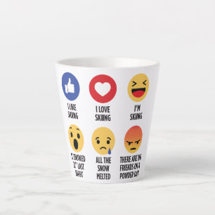Taza De Café Latte Emojis de esquí