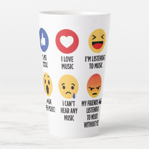Taza De Café Latte Emojis de Música