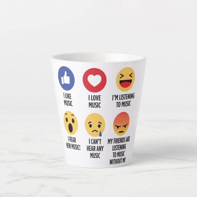 Taza De Café Latte Emojis musicales (Anverso)