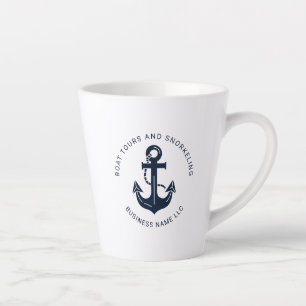 Taza De Café Latte Empresa Náutica Navy Blue Anchor Personalizado