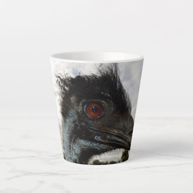 Taza De Café Latte Emu Con Ojos De Twinkling, (Anverso)