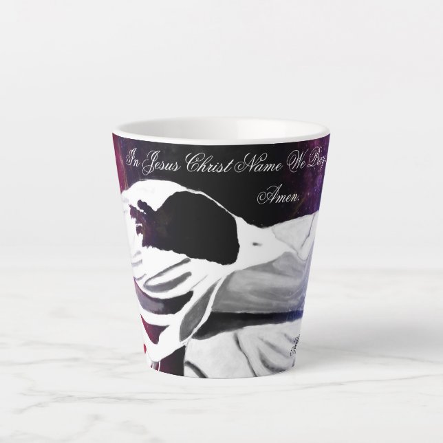 Taza De Café Latte En el nombre de Jesucristo oramos latte Mug (Anverso)