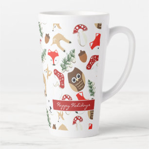 Taza De Café Latte En el patrón de vacaciones de los Navidades fores