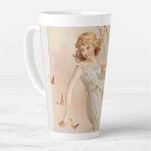 Taza De Café Latte "En Pascua Alegría" - Impresión Vintage, L. Prang