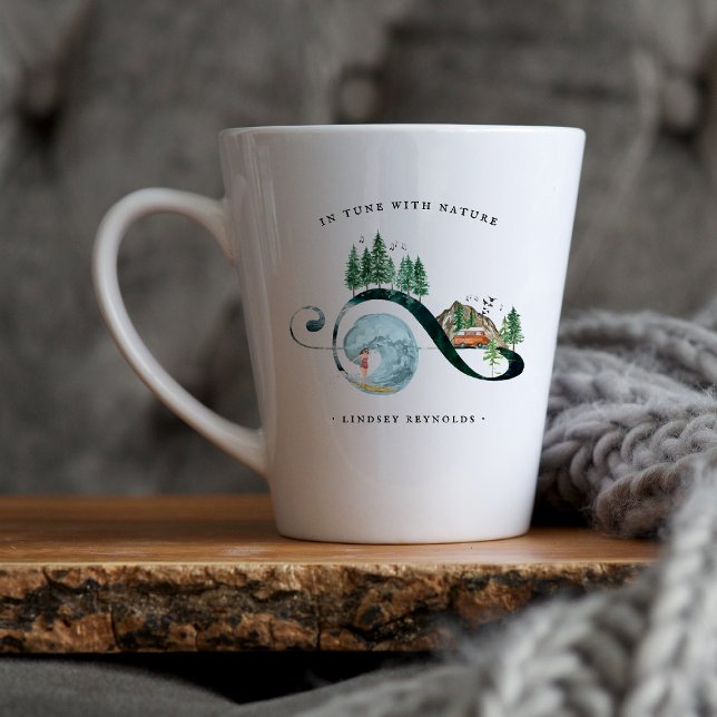 Taza De Café Latte En sintonía con la naturaleza | Monograma de acuar (Subido por el creador)